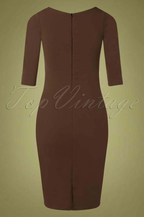 Vintage Chic for Topvintage - 50s Kinsley Pencil Dress in Rocky Road Brown 4