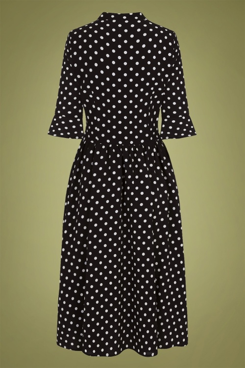 Collectif Clothing - Elisa Polkadot Swing Dress Années 40 en Noir 5