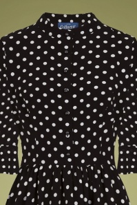 Collectif Clothing - Elisa Swingjurk met polkadots in zwart 3