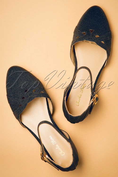 Charlie Stone - Manhattan Glitter Flats in Mitternachtsschwarz