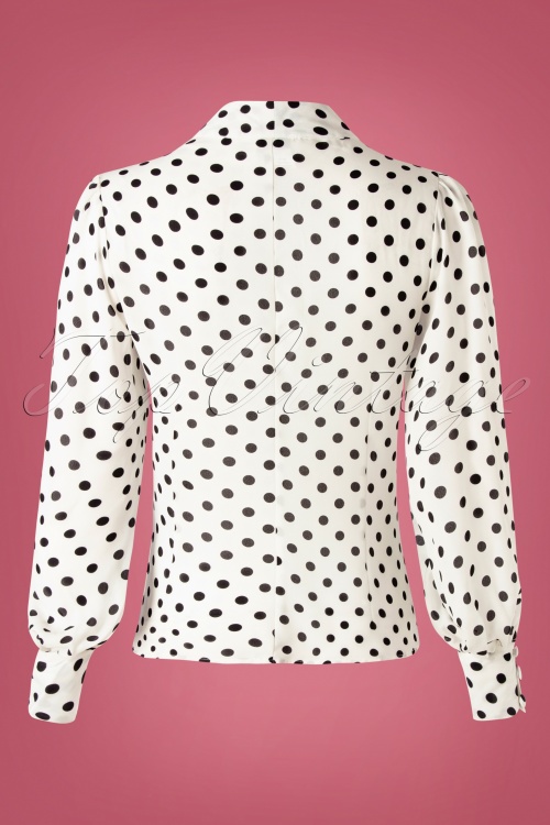 Unique Vintage - Gwen blouse met stippen in wit en zwart 2