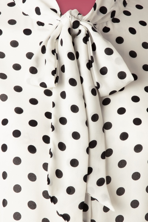 Unique Vintage - Gwen blouse met stippen in wit en zwart 3