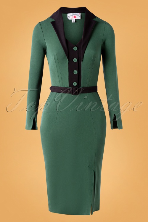 Miss Candyfloss - 50s Fayre Gia Suit Wiggle Pencil Dress in Emerald