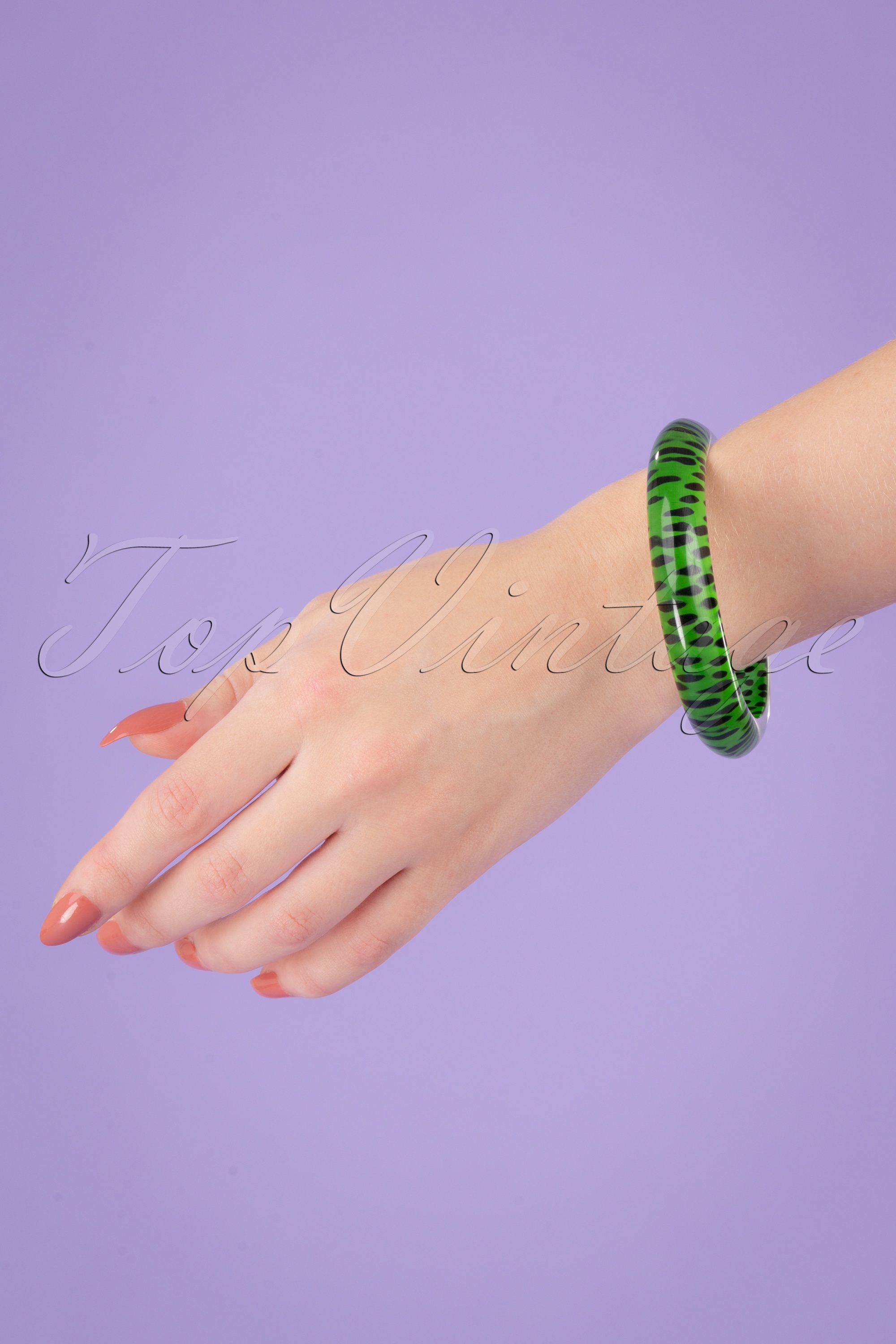 Splendette - Exclusief bij Topvintage ~ Luipaard armband in groen