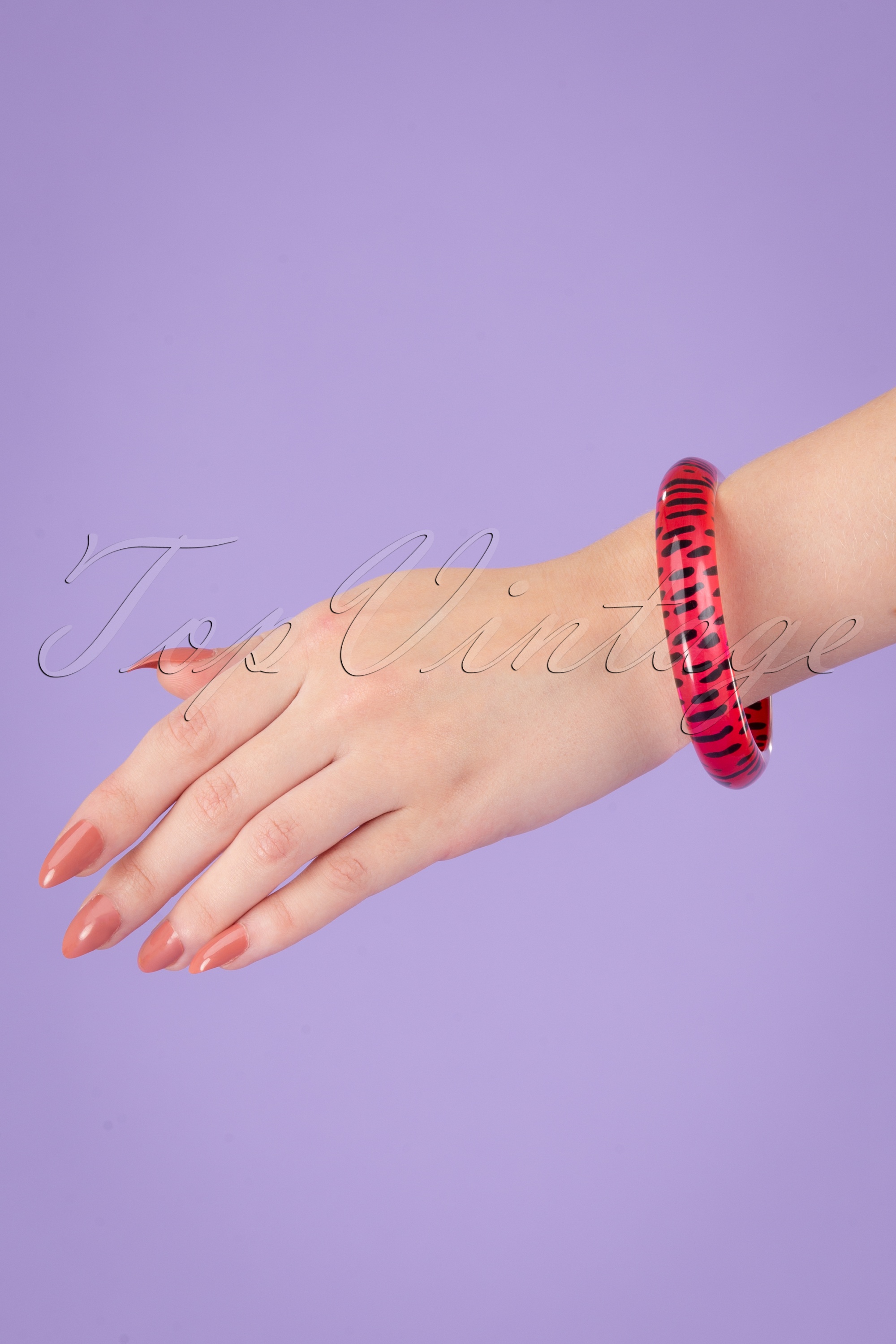 Splendette - Exclusief bij Topvintage ~ Luipaard armband in rood