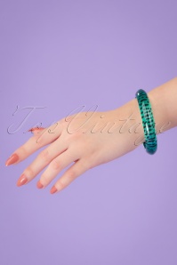 Splendette - Exclusief bij Topvintage ~ Luipaard armband in jade