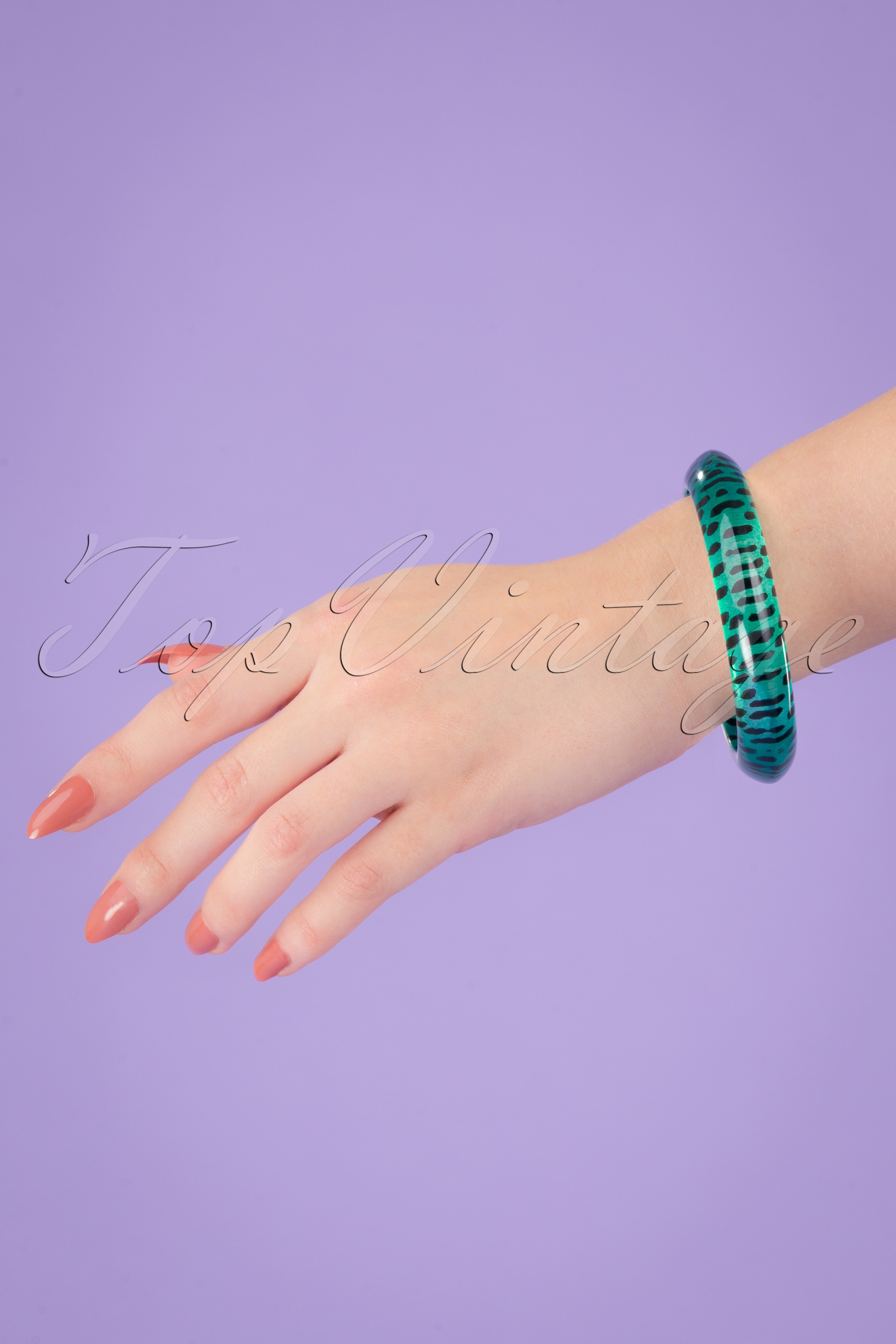 Splendette - Exclusief bij Topvintage ~ Luipaard armband in jade