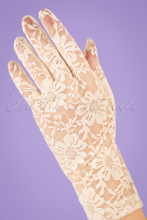 Juliette's Romance - Lady Mary kanten handschoenen in capucine crème 4
