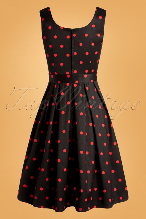 Dolly and Dotty - 50s Amanda Polkadot Swing Dress in Black and Red 2