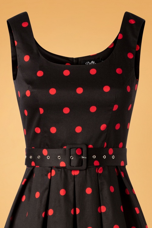 Dolly and Dotty - 50s Amanda Polkadot Swing Dress in Black and Red 3