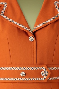 Daisy Dapper - 50s Emma Pencil Dress in Rust Orange Plaid 4