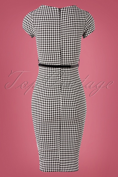 Vintage Chic for Topvintage - 50s Wanda Houndstooth Pencil Dress in Black and White 4