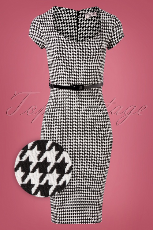 Vintage Chic for Topvintage - 50s Wanda Houndstooth Pencil Dress in Black and White