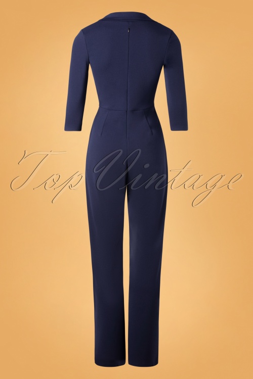 Vintage Chic for Topvintage - Denysa jumpsuit in marineblauw 4