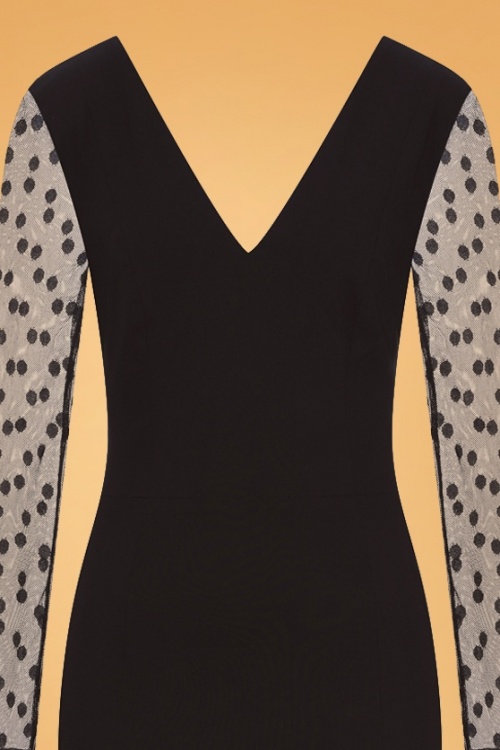 Collectif Clothing - 50s Germana Polka Dots Occasion Pencil Dress in Black 3