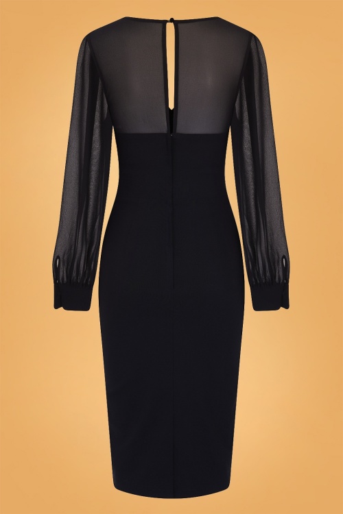 Collectif Clothing - Arionna Pencil Dress Années 50 en Noir 4