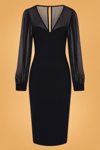 Collectif Clothing - Arionna Pencil Dress Années 50 en Noir 2