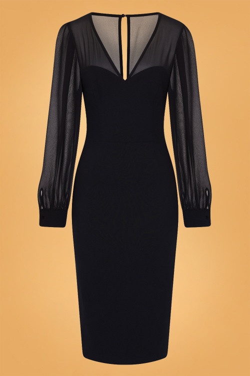 Collectif Clothing - Arionna Pencil Dress Années 50 en Noir 2