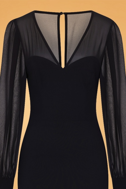 Collectif Clothing - Arionna Pencil Dress Années 50 en Noir 3