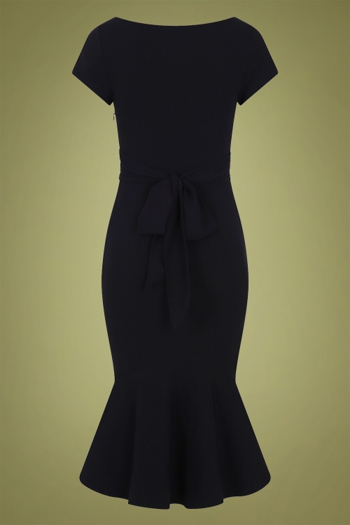 Collectif Clothing - 50s Jamilia Fishtail Pencil Dress in Black 5