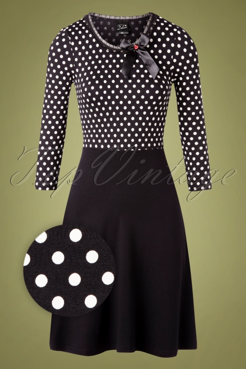 Pussy Deluxe - 50s Fine Dotties Swing Dress in Black and White