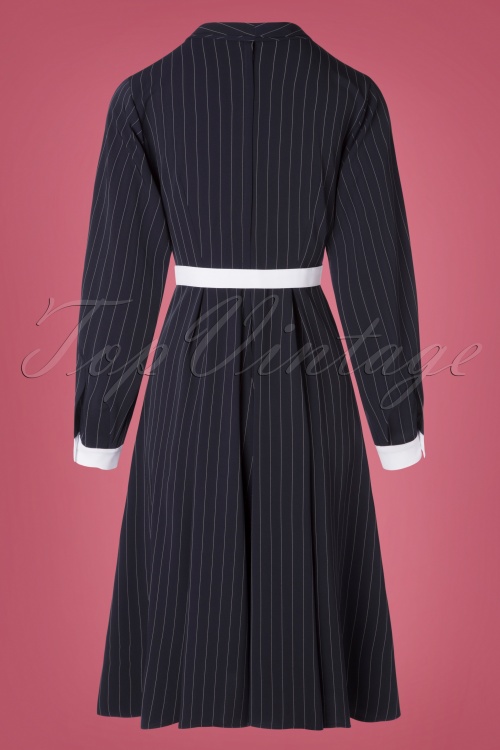 Miss Candyfloss - 50s Gwyneth Bishop Sleeve Swing Dress in Navy 5