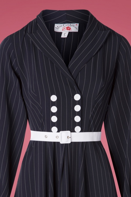 Miss Candyfloss - 50s Gwyneth Bishop Sleeve Swing Dress in Navy 4