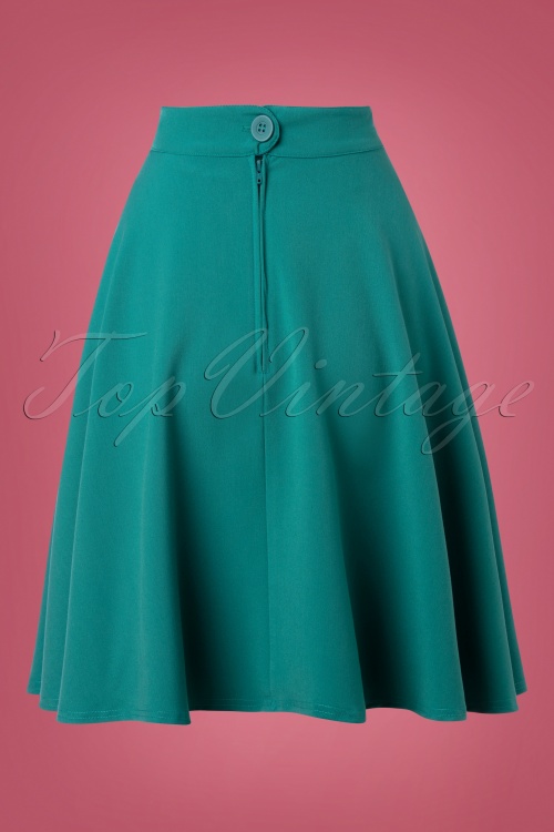 Steady Clothing - 50s High Waist Thrills Swing Skirt in Jade 2