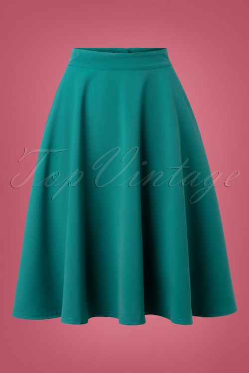 Steady Clothing - 50s High Waist Thrills Swing Skirt in Jade