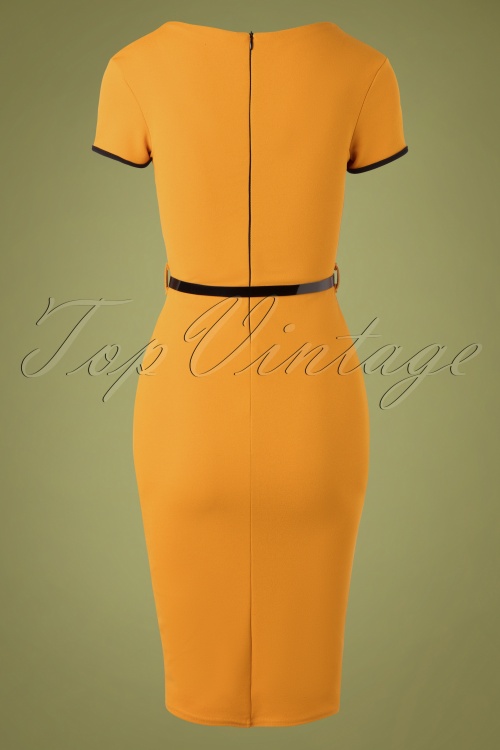 Vintage Chic for Topvintage - Wanda Pencil Dress Années 50 en Moutarde 2