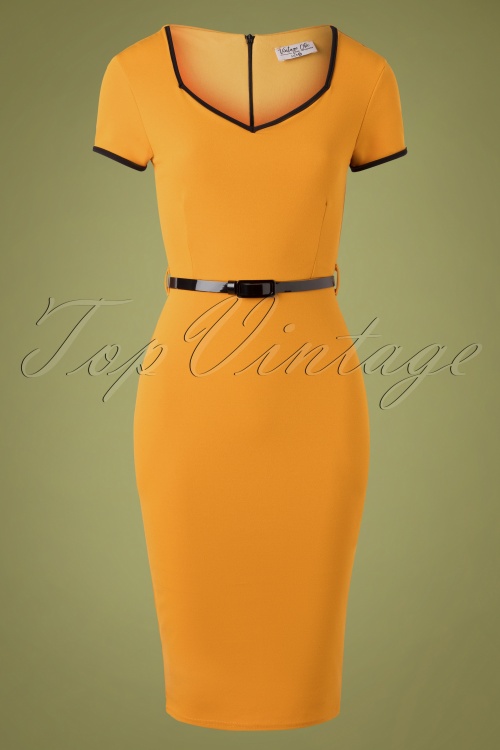 Vintage Chic for Topvintage - Wanda Pencil Dress Années 50 en Moutarde