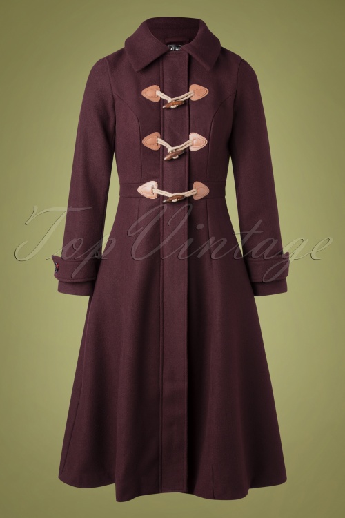 Bright and Beautiful - Lenny Plain Coat Années 70 en Bordeaux