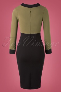 Vintage Chic for Topvintage - 50s Jeannie Pencil Dress in Khaki and Black 4