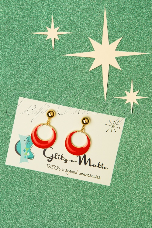 Glitz-o-Matic - Teeny Tiny Hoop Earrings Années 50 en Rouge