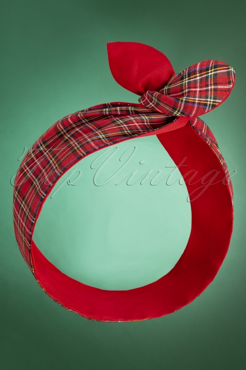 Be Bop a Hairbands - Tartan Hair Scarf Années 50 en Rouge