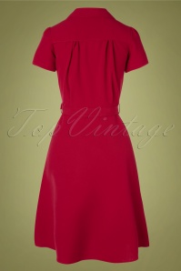 Pretty Retro - 40s Pretty Shirt Dress in Dark Red 5