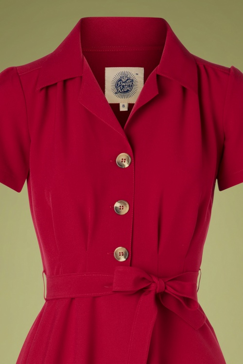 Pretty Retro - Pretty Shirt Dress Années 40 en Rouge Foncé 2