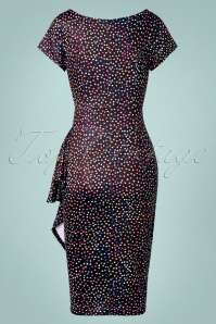 Lady V by Lady Vintage - 50s Elsie Spotty Pencil Dress in Black 4