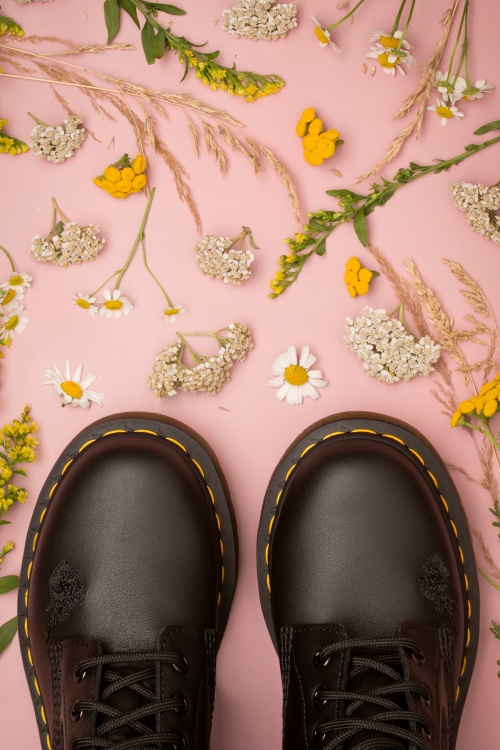 Dr. Martens - 1460 Vonda Softie Floral Boots in Black 2