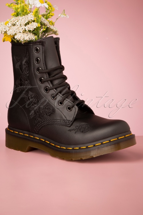 Dr. Martens - 1460 Vonda Softie Floral Boots in Black 3