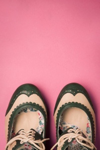 Bettie Page Shoes - Nina pumps in groen en crème 2