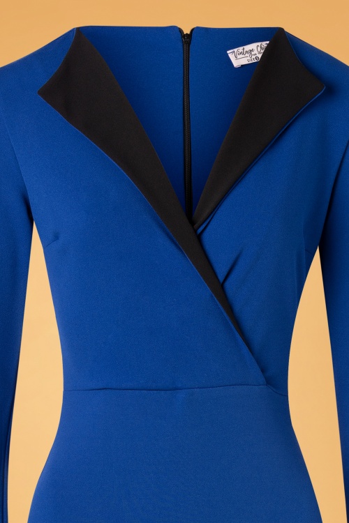 Vintage Chic for Topvintage - 50s Clayre Pencil Dress in Royal Blue and Black 2