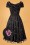 Collectif Clothing - Dorothy Floral Rose Swing Dress Années 50 en Noir 2