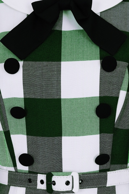 Collectif Clothing - Clemence Meadow geruite penciljurk in groen 4