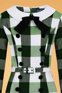 Collectif Clothing - Clemence Meadow geruite penciljurk in groen 3
