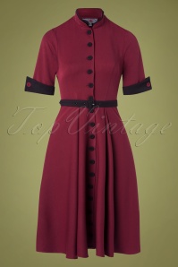 Miss Candyfloss - Acid Doll Collaboration ~ 50s Edelie Tea Swing Dress in Wine and Black 2