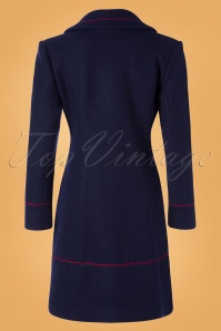 Banned Retro - 60s Rocking Coat in Navy and Red 2