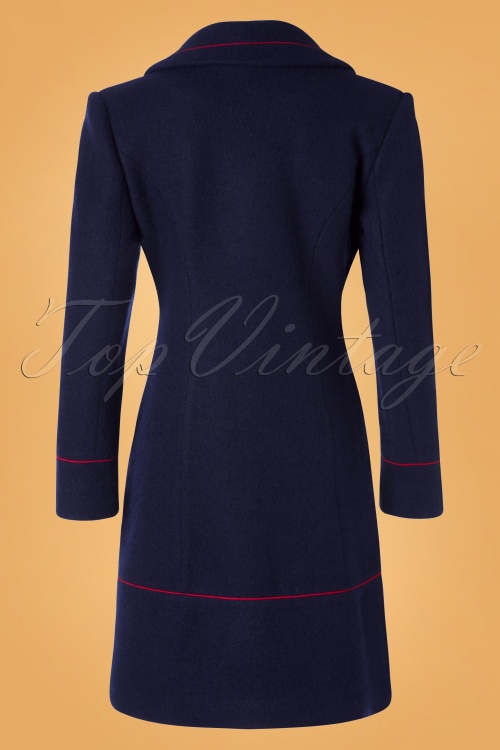 Banned Retro - 60s Rocking Coat in Navy and Red 2