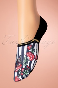 Topvintage Boutique Collection - Exclusief bij Topvintage ~ Adriana Floral Swing Rok in donkerblauw