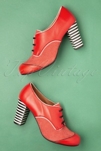 Nemonic - 60s Listas Mad Leather Booties in Red